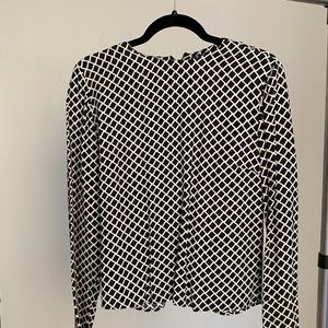ZARA WOMAN Black and White Diamond Pattern Blouse